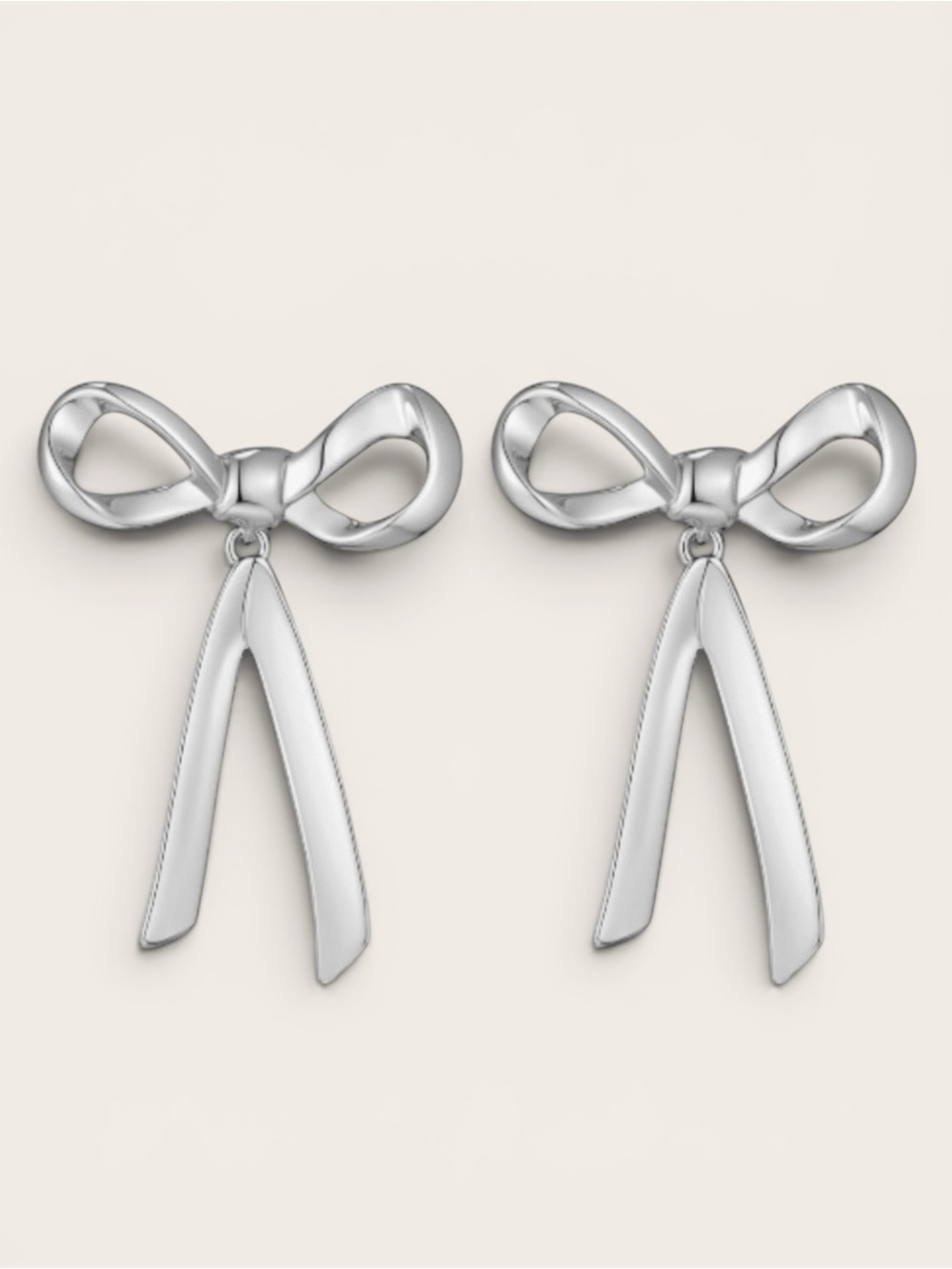 Silver Bow Drop Dangle Earrings, New in Box!